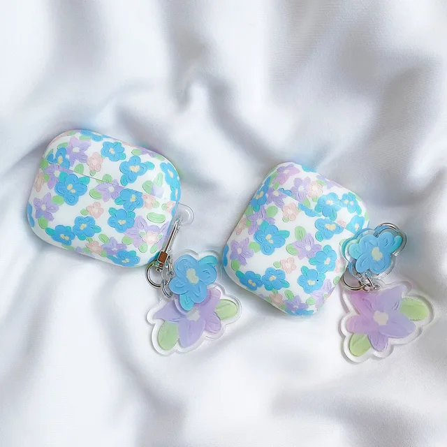 Matte Fresh Flower with Floral Keychain Cover for Apple AirPods 2