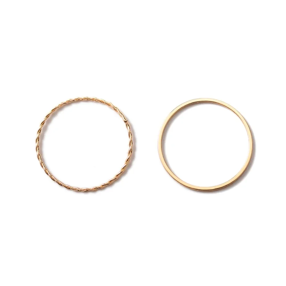 Thin Slim Delicate Trendy Office Stacking Knuckle Small MIDI Finger Simple Design Fashion Jewelry Rings 2pcs/sets