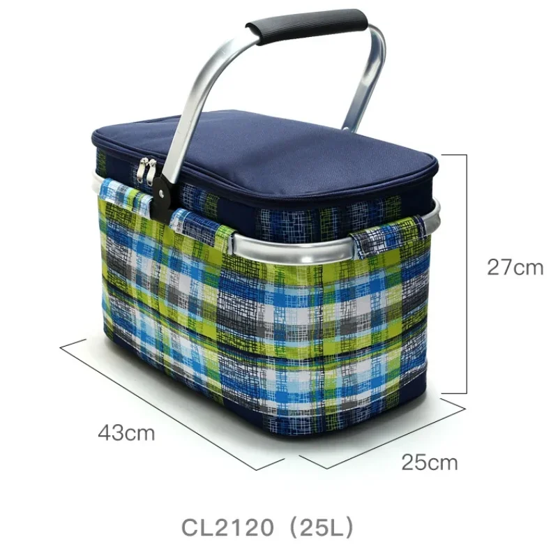 Big Capacity Camping Picnic Bag Portable Hike Gear Folding Waterproof Insulated Cool Suitcase Storage Food Lunch Thermal Basket
