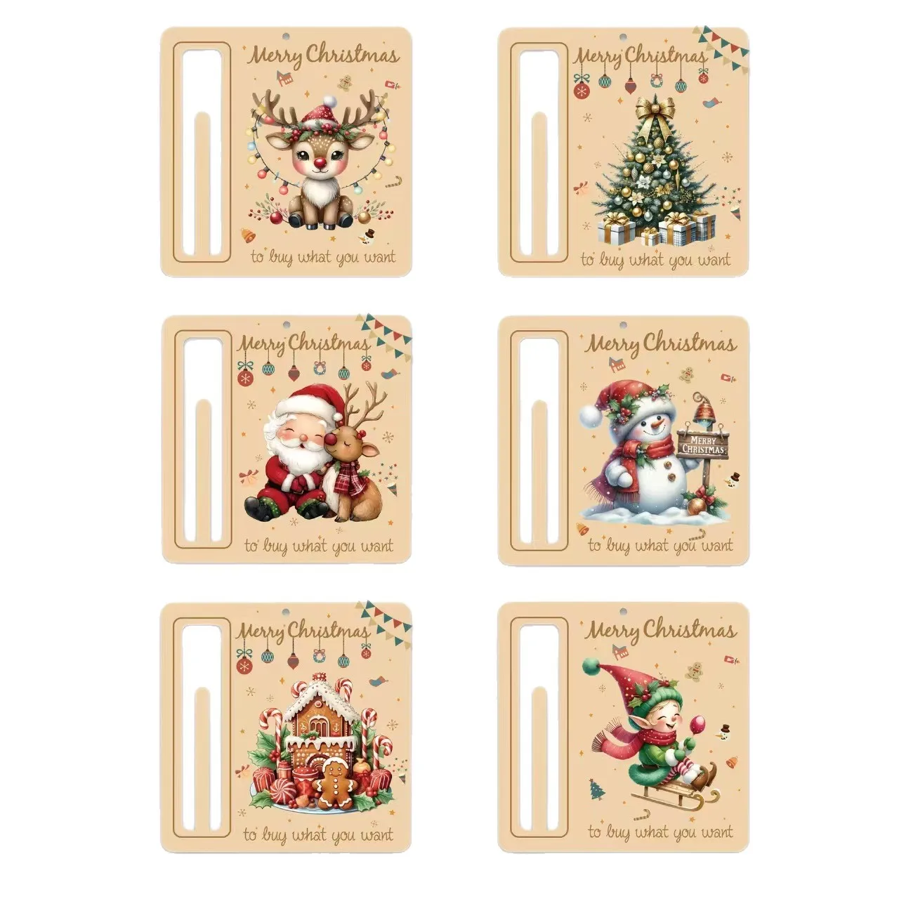 6pcs Christmas Gift Money Clips, Perfect For Christmas Party, Party Favors and Decorations, Cash Blessings, Christmas Ornaments