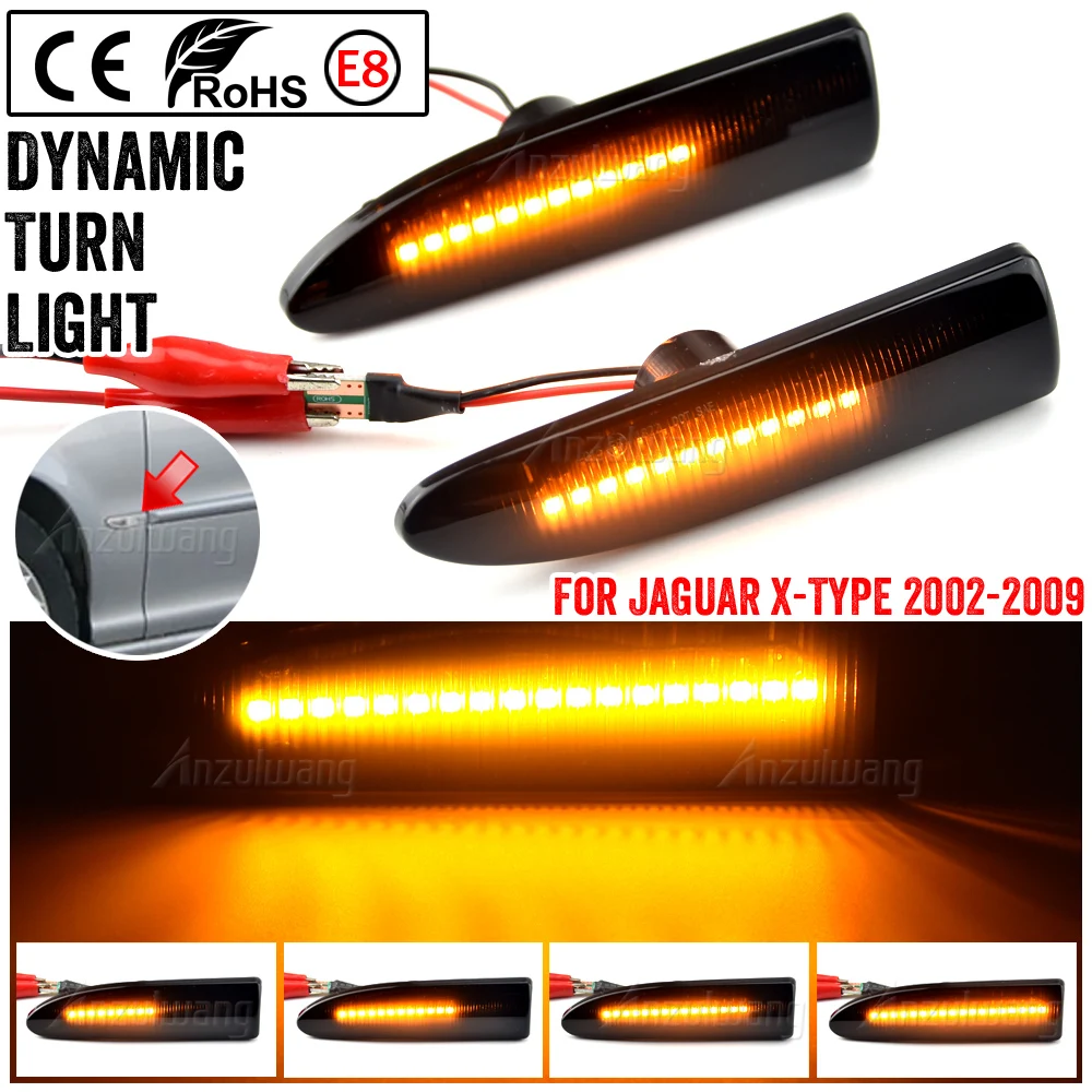Indicatori Laterali Dinamici Fumé Per Jaguar X-TYPE 2002-2009 | 2 Pezzi, Luce Gialla 12V