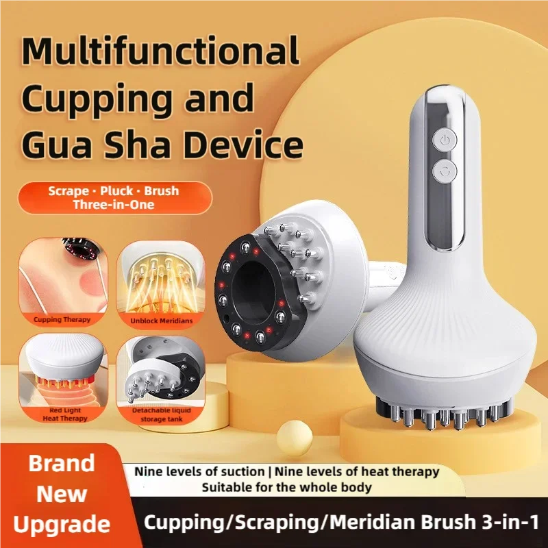 2In1 Cupping and Gua Sha Massager Electric Shaping Meridian Scraper Lymphatic Drainage Device Fat-Burning Cupping Back Massager