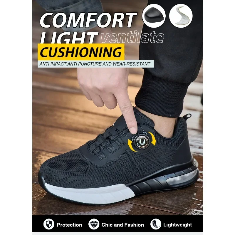 Men's Anti Smashing and Anti Piercing Steel Toe Caps  Breathable and Comfortable for All Seasons  Work Safety Shoes