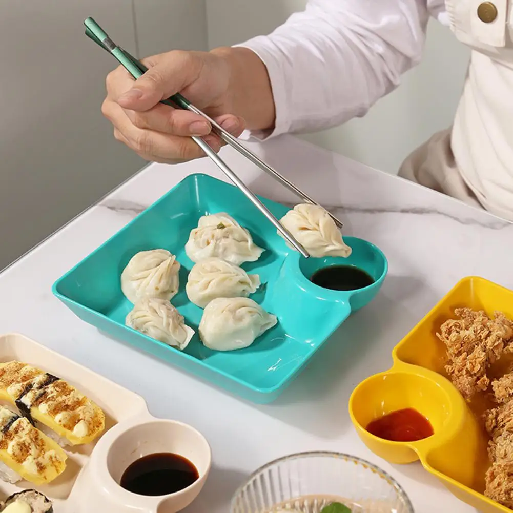 Dumpling Plate with Sauce Dish Design Versatile Easy to Clean Snacks Desserts Sushi Tray Kitchen Tableware