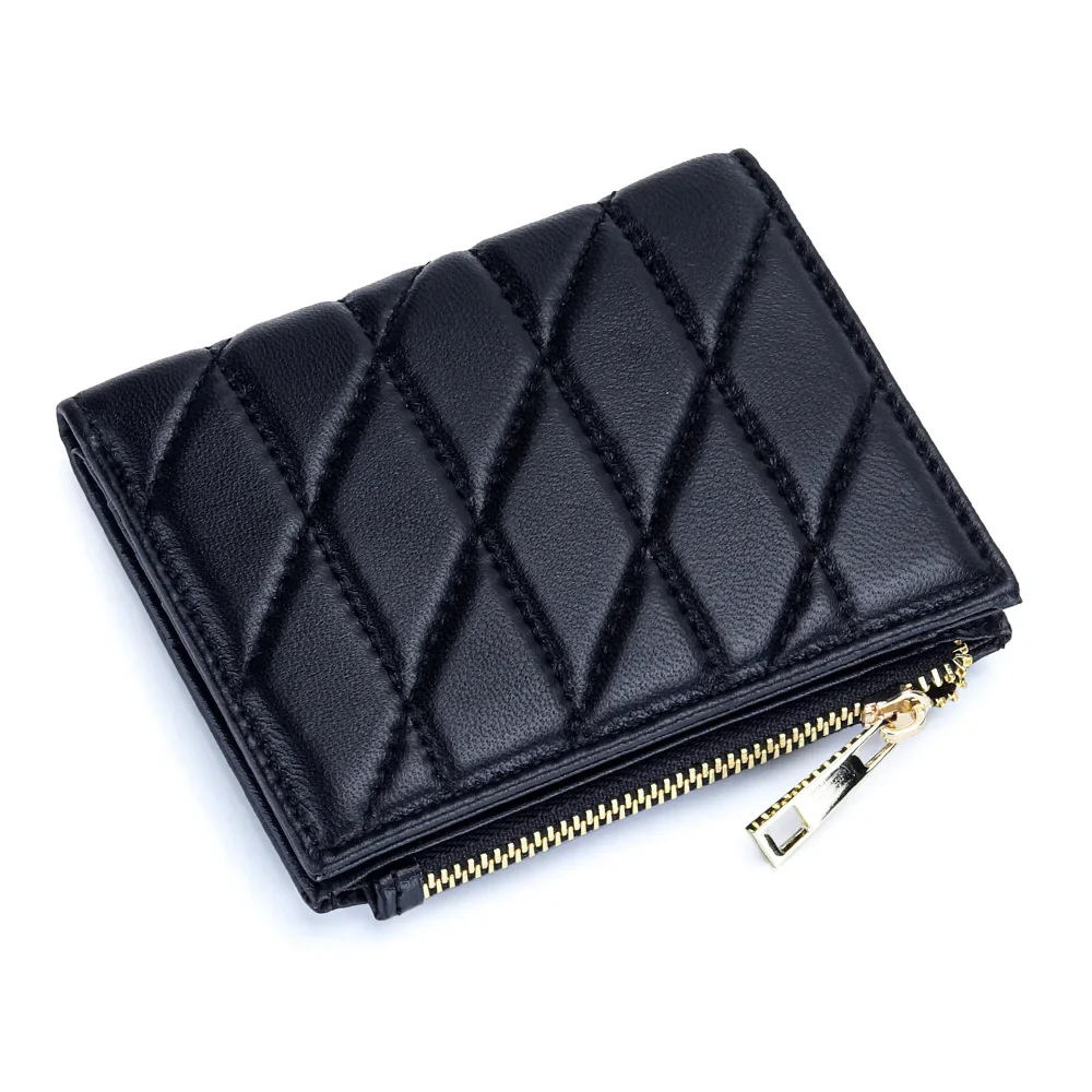 Small Wallet for Women Slim Bifold Leather Credit Card Holder Wallets Zipper Pocket Coin Purse New Genuine Leather Woman Wallet