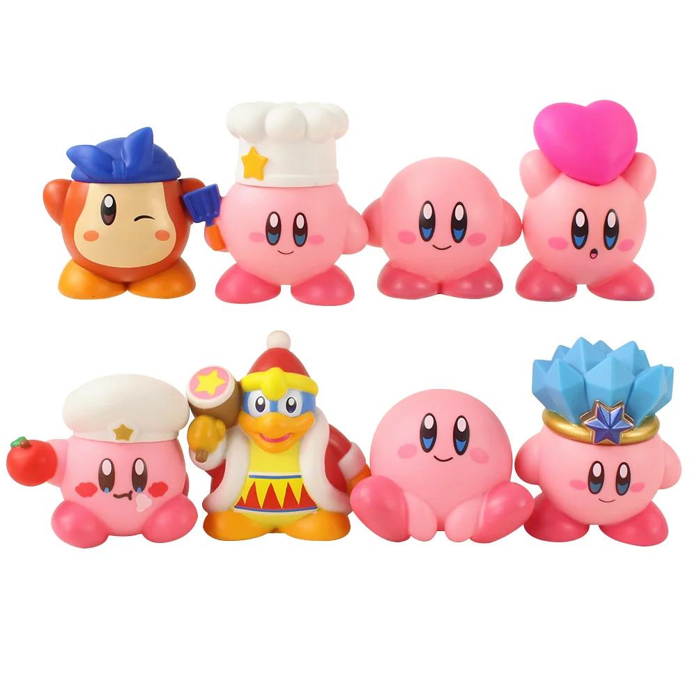 8Pcs/Set Game Super Pink Stars Kirby Action Figures Soft PVC Model Brave  Players Adventure Dream Land Collection Kid Gift Toy