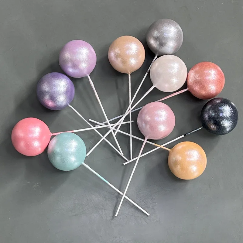 Vibrant Glitter Ball Cake Toppers