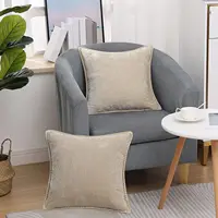 Kitinjoy Chenille housses d'oreiller douces 18x18 lot de 2 housses d'oreiller décoratives en velours avec bord cousu pour canapé-lit 2