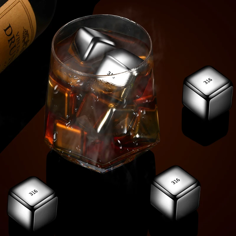 304 stainless steel household food grade ice tray quick-frozen metal ice cubes square beer water drink whiskey cubes