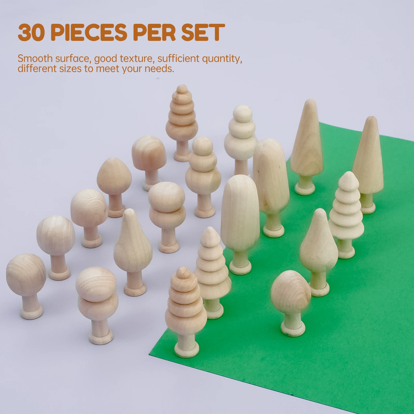 30/40Pcs Unfinished Wooden Trees Paint Color DIY Crafts Christmas Tree Unfinished Wood Mushroom Blank Painting Toy Xmas Gifts