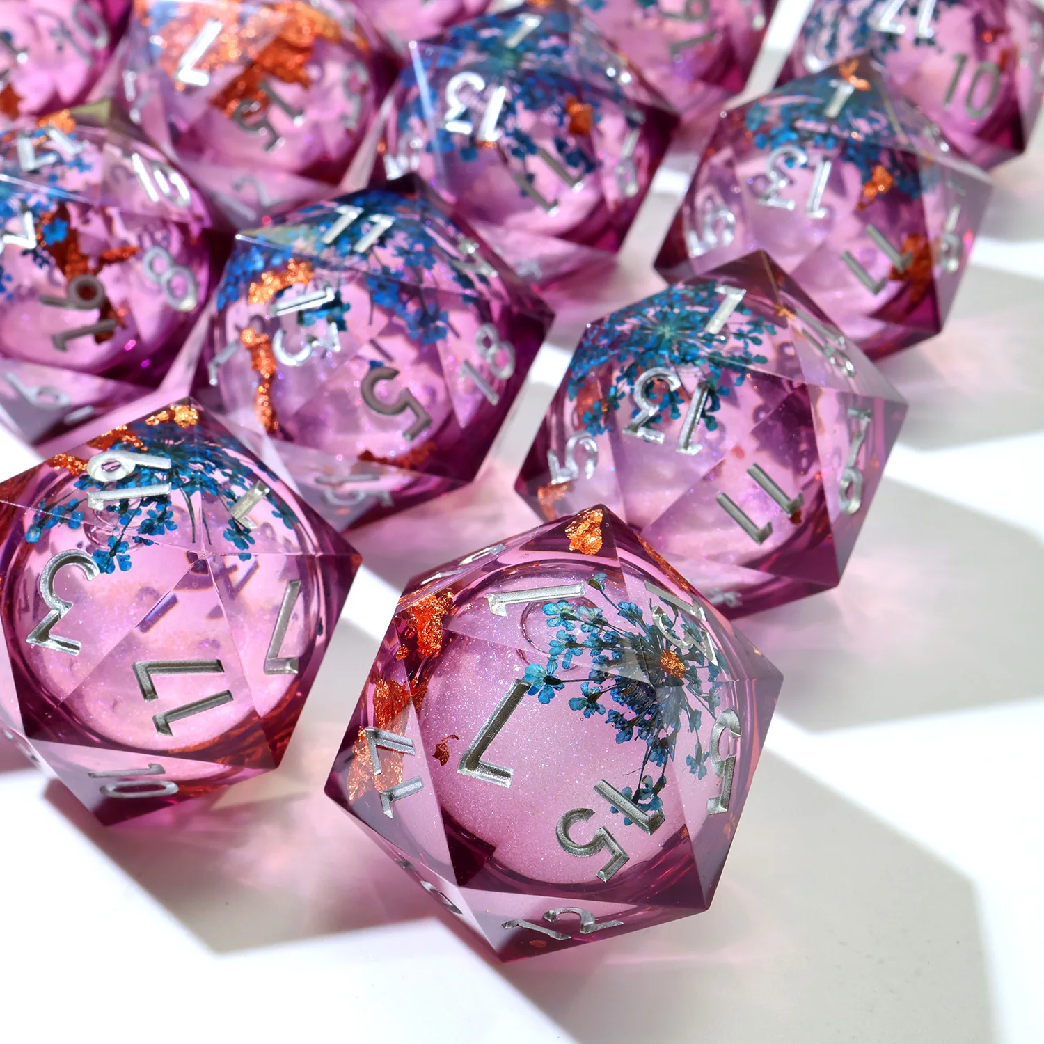 33MM Large D20 Dice,Resin Blue Flower Board Games D20 Dice,Role Playing Table Game RPG Gift-Liquid 6