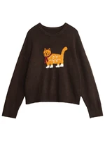 CHIC VEN nouvelles femmes chandails ample décontracté O cou dessin animé chat femme tricoté pulls pulls pour fille automne hiver 2025 5