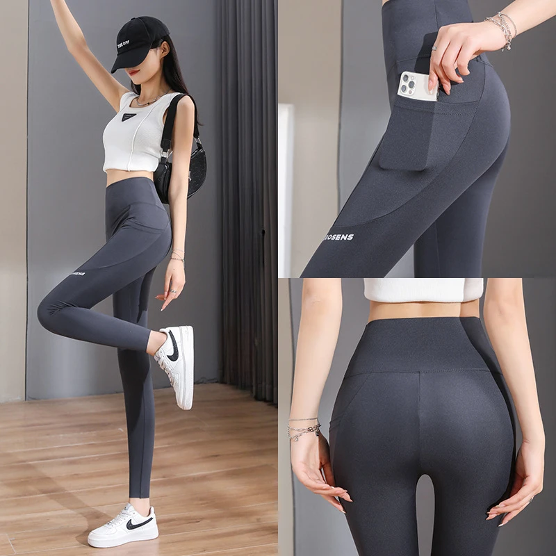 Sports Leggings Yoga Pants Sports Pants Female Tights Seamless Leggings With Pocket Women Soft Workout Tights Fitness Outfits Yoga Pants High Waist Gym Wear Spandex Leggings