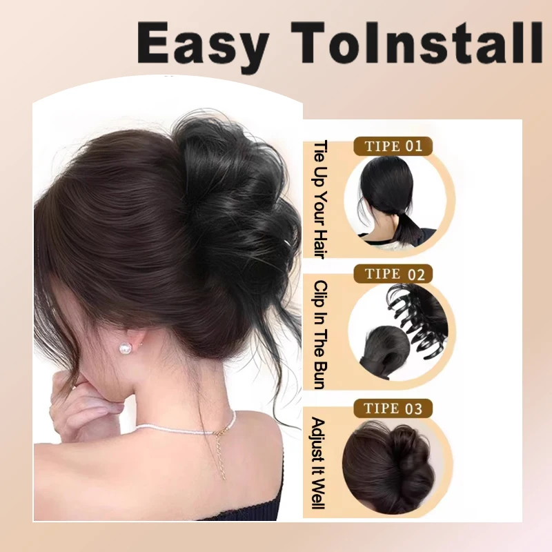 LUPU Synthetic Elegant and Messy Curly Elastic Claw Clip Hair Bundle Fluffy and Easy to Style Suitable for Daily use