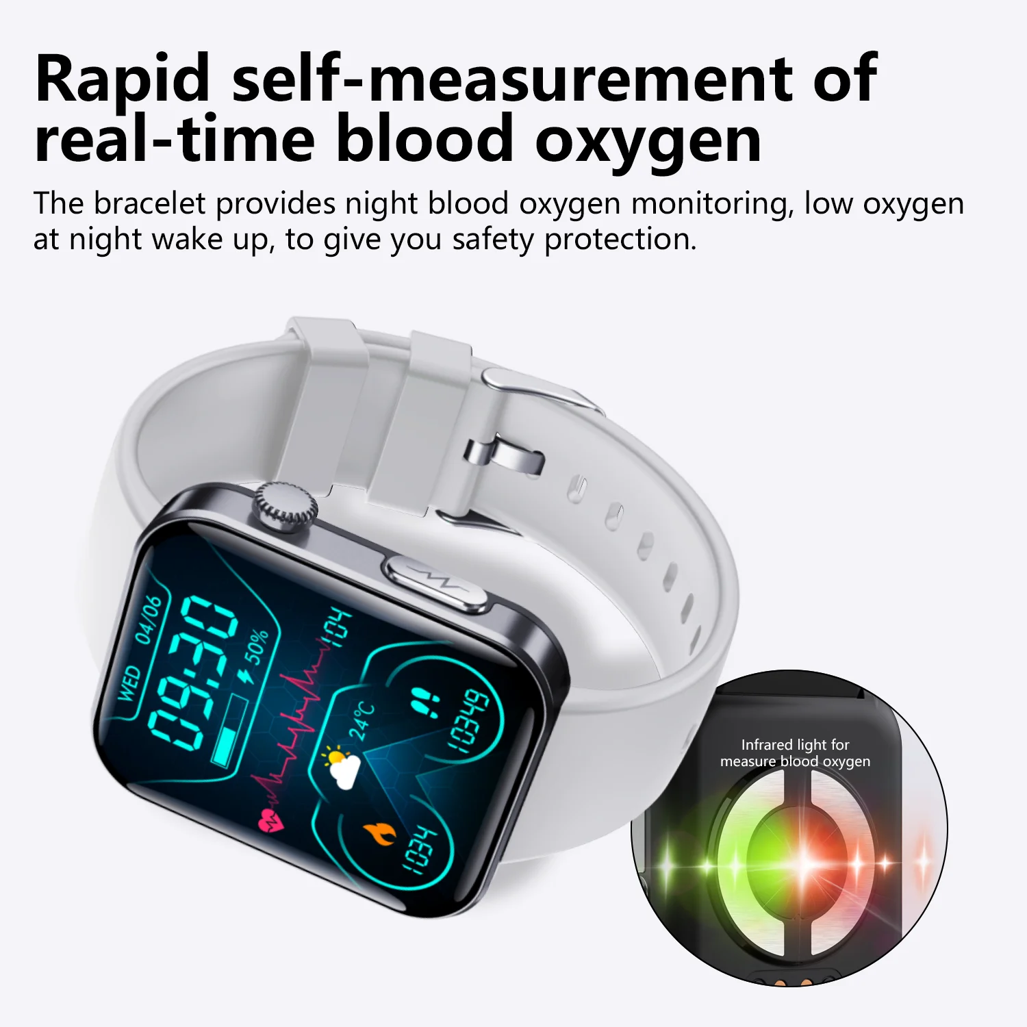 Smart blood sugar watch 24h measurement of glucose blood pressure lipids uric acid ECG wireless Bluetooth APP Health care