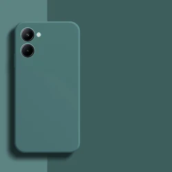 Soft Liquid Silicone Back Phone Case - Enhanced Protection for Realme C21Y C25Y (BlackGreen)