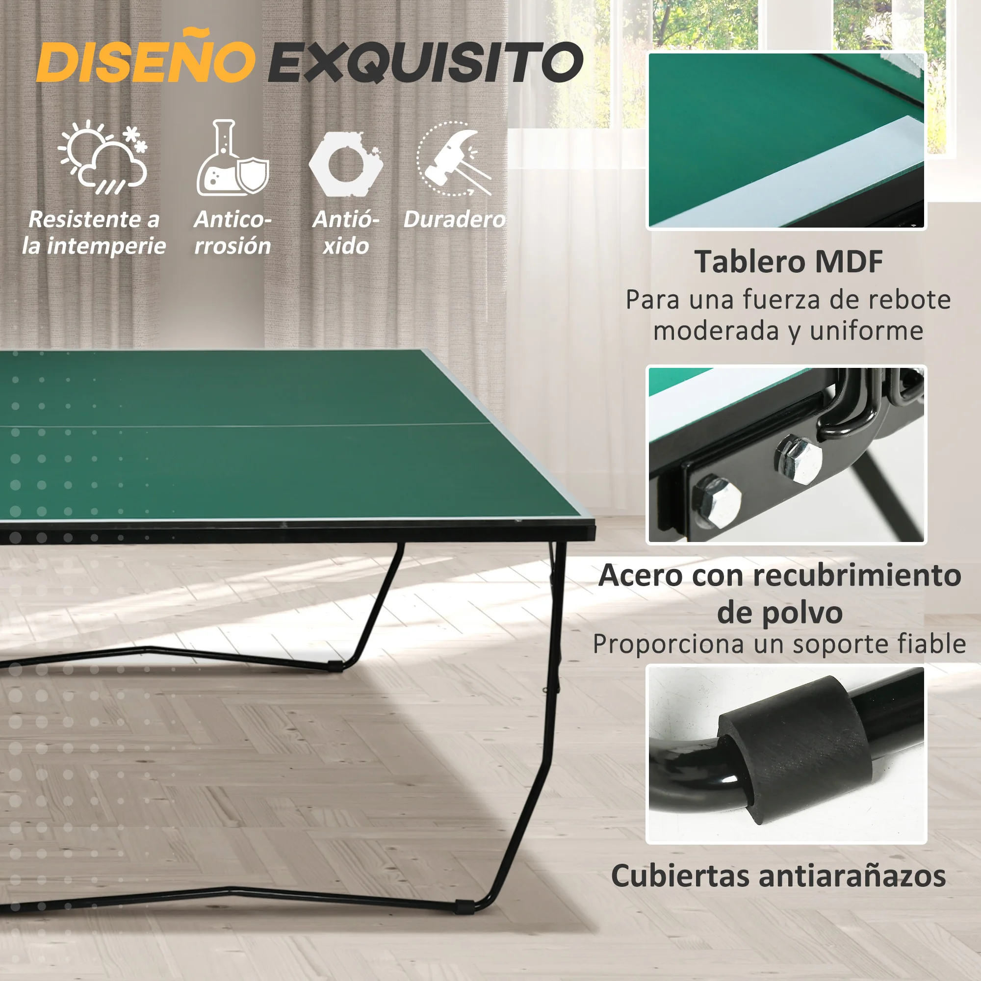 Mesa de Ping Pong 274x152,5x76cm cor verde A90-333V00DG - Sportnow