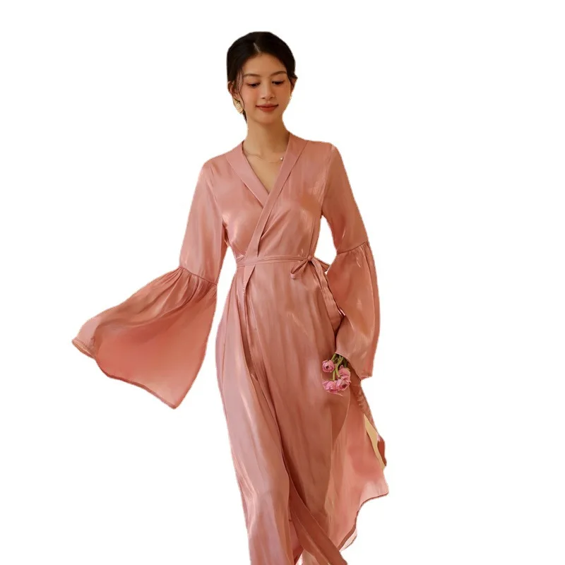 

Bridal Gown Women's Wedding Morning Gown French Nightgown New Chinese Bathrobe Wedding Pajamas Pink Dress