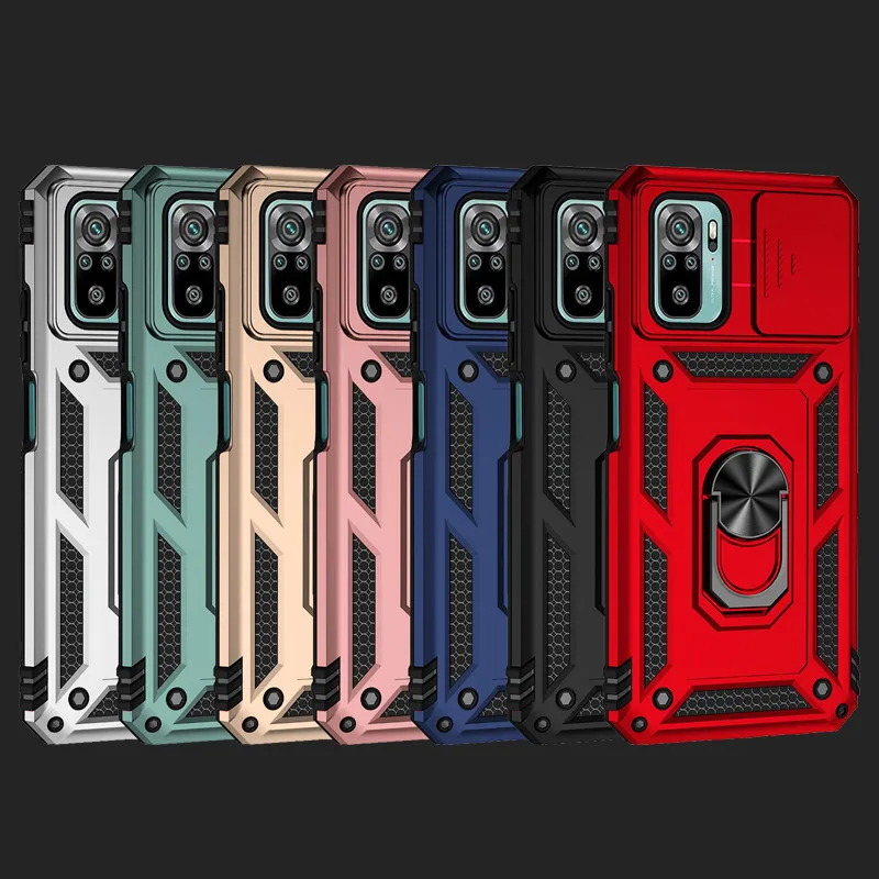 

Sliding Window Case For POCO M5s Shockproof Armor Ring Metal Brackets Cover For Xiaomi POCO M5s M4 X5 X4 X3 Pro NFC POCO C50 C40