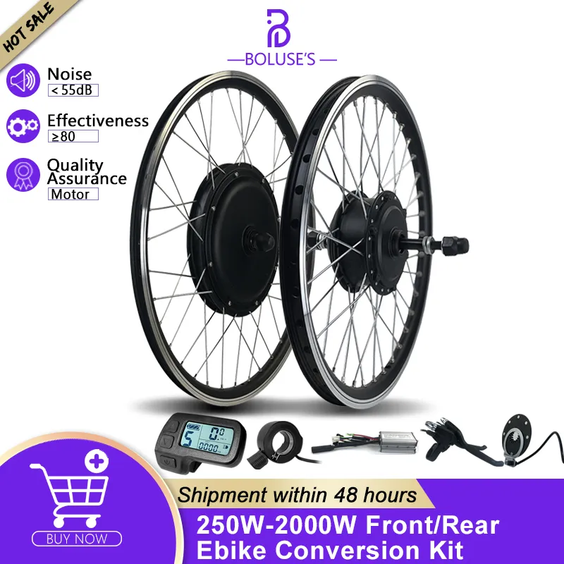 250W-2000W Electric Bicycle Conversion Kit 36V48V Front/Rear Wheel Hub Motor Kit 16-29Inch Electric Bike Kit