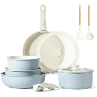 11pcs Induction Kitchen Cookware Sets Non Stick with Removable Handle, RV Cookware Set, Oven Safe, Baby Blue 1