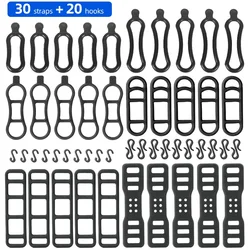 Versatile Bungee Gel Straps with Adjustable Stretch and Hook Loop Ties (C 30 straps 20 hooks)