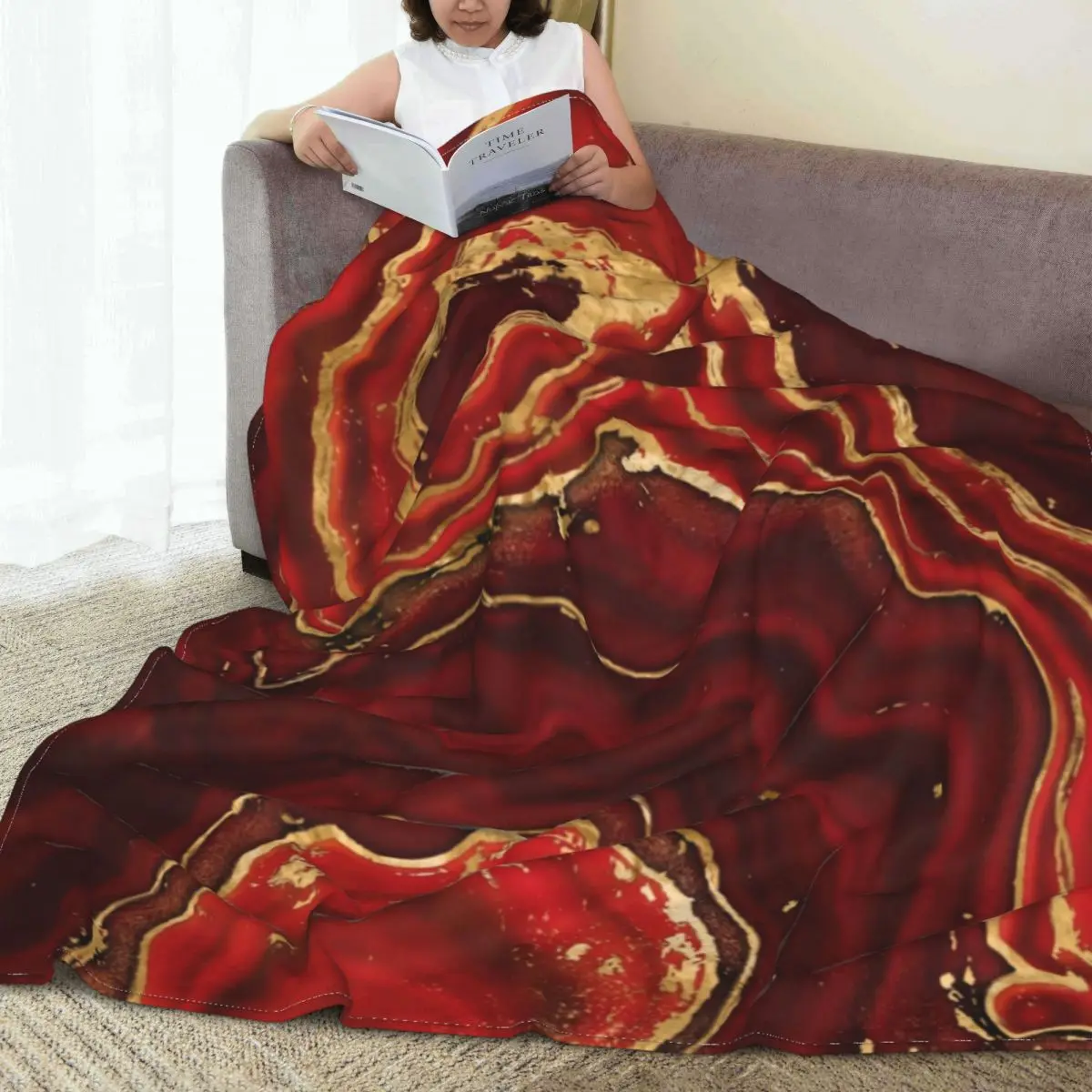 

Красное и Золотое жидкое теплое мягкое одеяло, мраморное абстрактное женское одеяло, зимнее Фланелевое покрывало для дивана, покрывало для кровати
