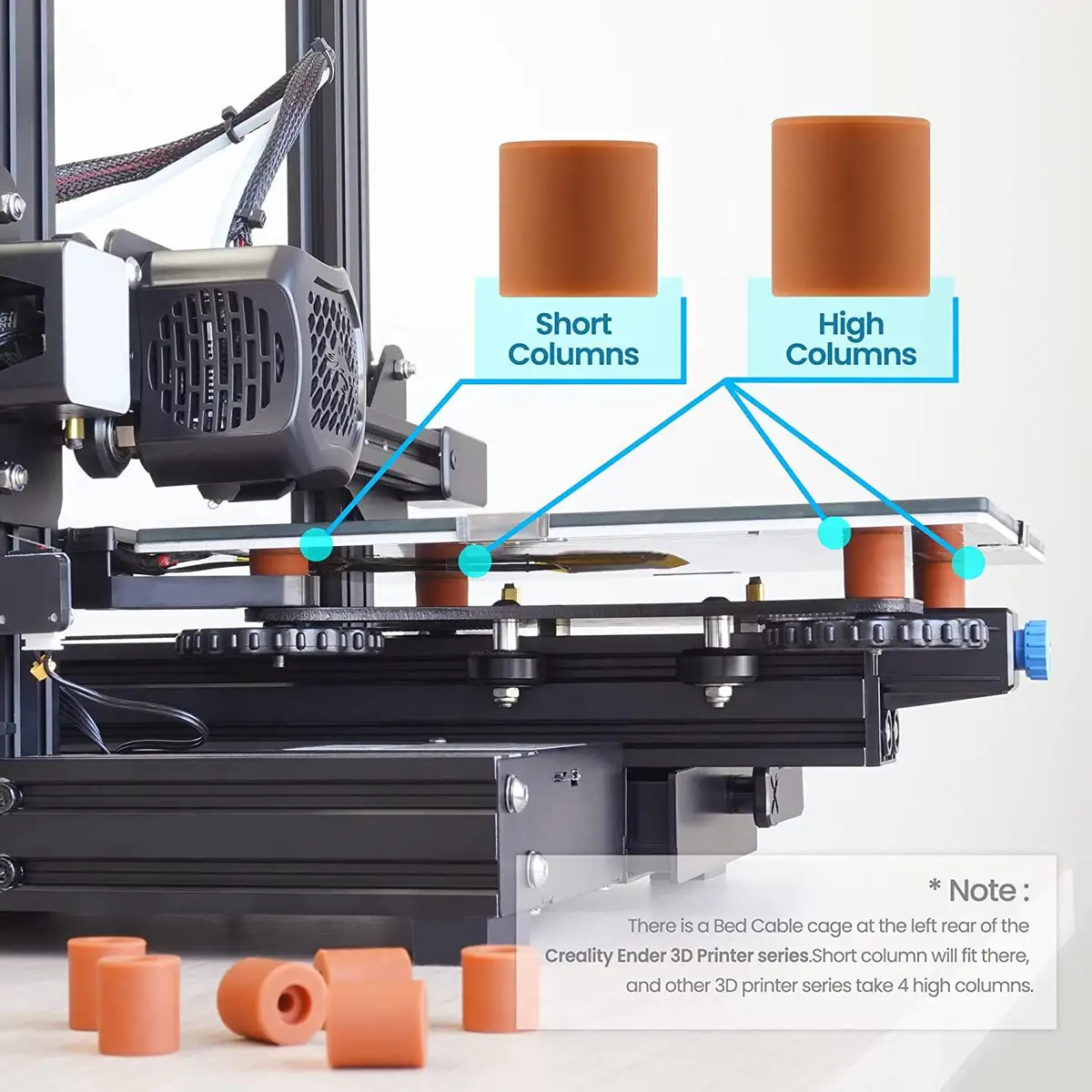 3D Printer Heatbed Leveling Kit Aluminum Hand Twist Leveling Nut + Springs + Silicone Column 18mm 16mm for Ender 3/Ender 5/CR-10 — view 6