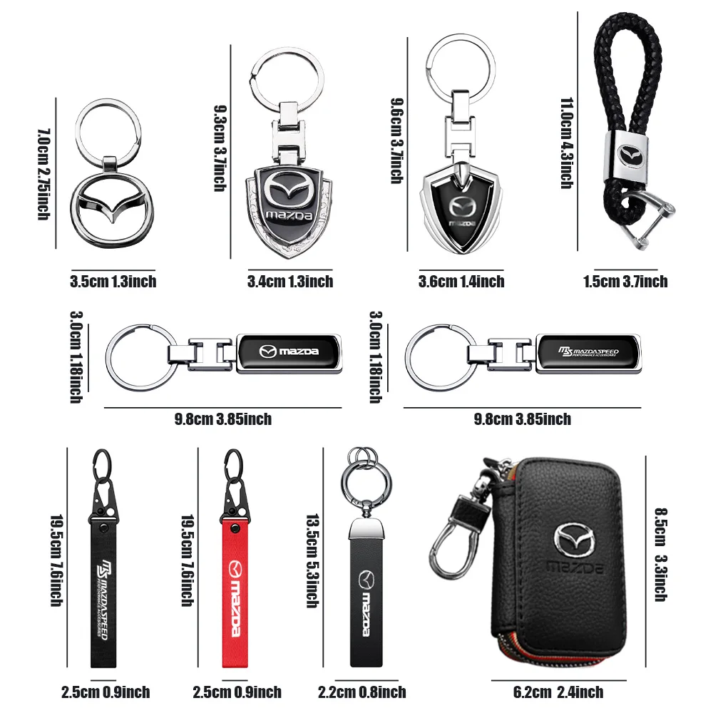 3D Metal and Leather Car Emblem Keychain Pendant Accessory