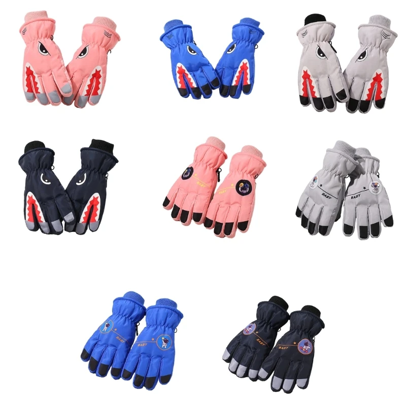 

New Winter Boys Kids Thicken Skiing Gloves Windproof Mittens with Elastic Cuffs