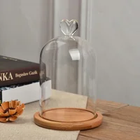 12*16cm Bamboo Base Different Top Glass Dome Vase Home Decoration Transparent Cover Wedding Live Prop DIY Friend Favor Gift 1