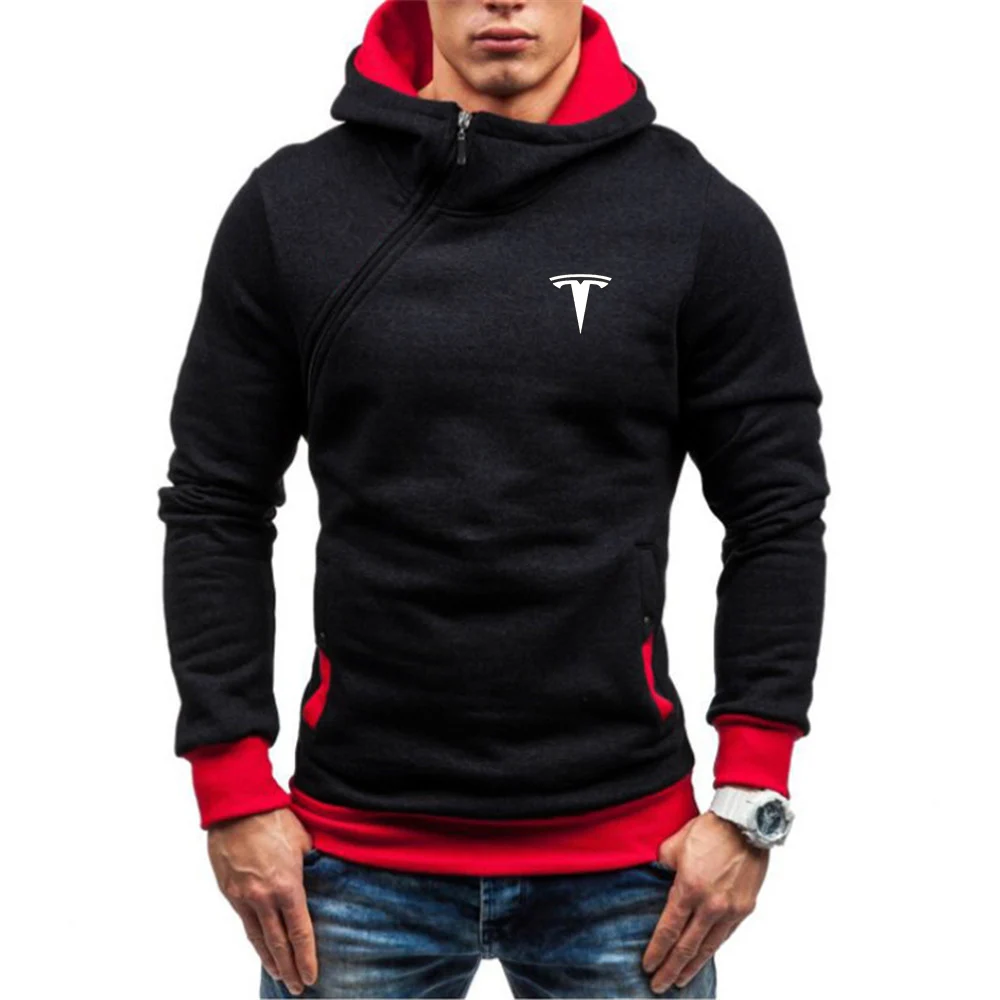 Men's Tesla Brand Hoodie Solid Streetwear Hip Hop Men's Hoodie and Sweatshirt 2022 New Coat High Street Sweatshirt men clothing red hoodie