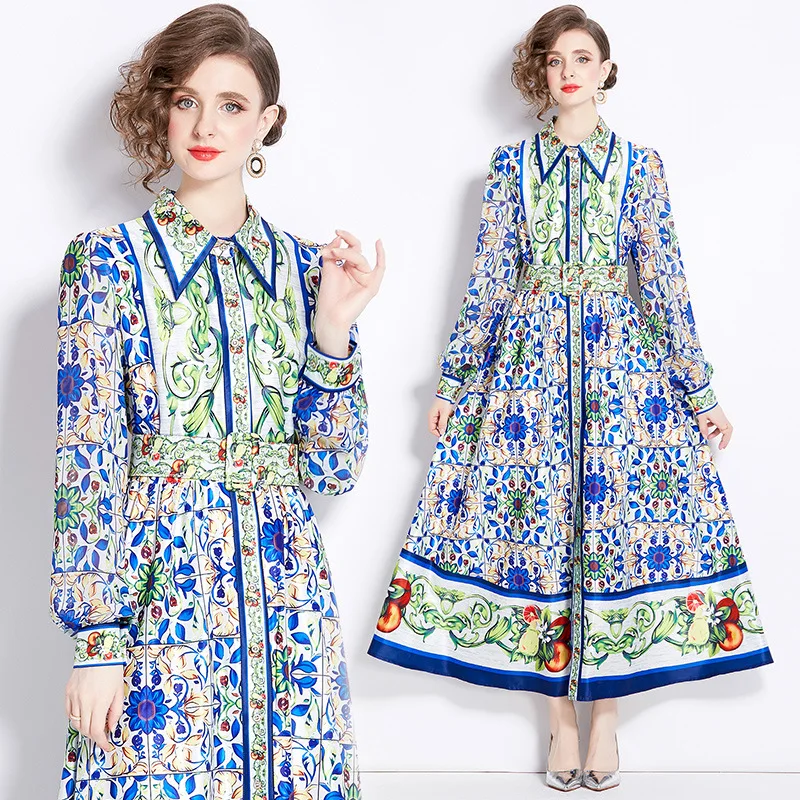 JAMERARY Summer Runway Blue And White Porcelain Two Piece Set Women Flower Print Short Crop Top + Holiday Beach Maxi Skirt Suits - Buy Online at Best Prices
