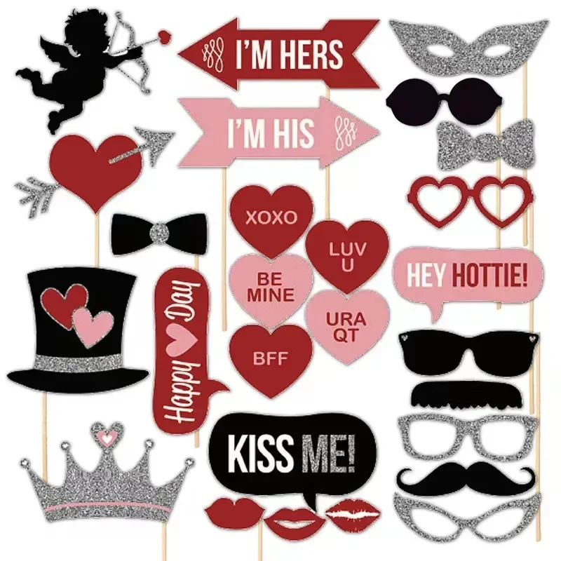 Valentine's Day Photography Supplies Photo Props Photobooth Just Merried Funny Glasses DIY Birthday Photo Booth Prop Wedding De