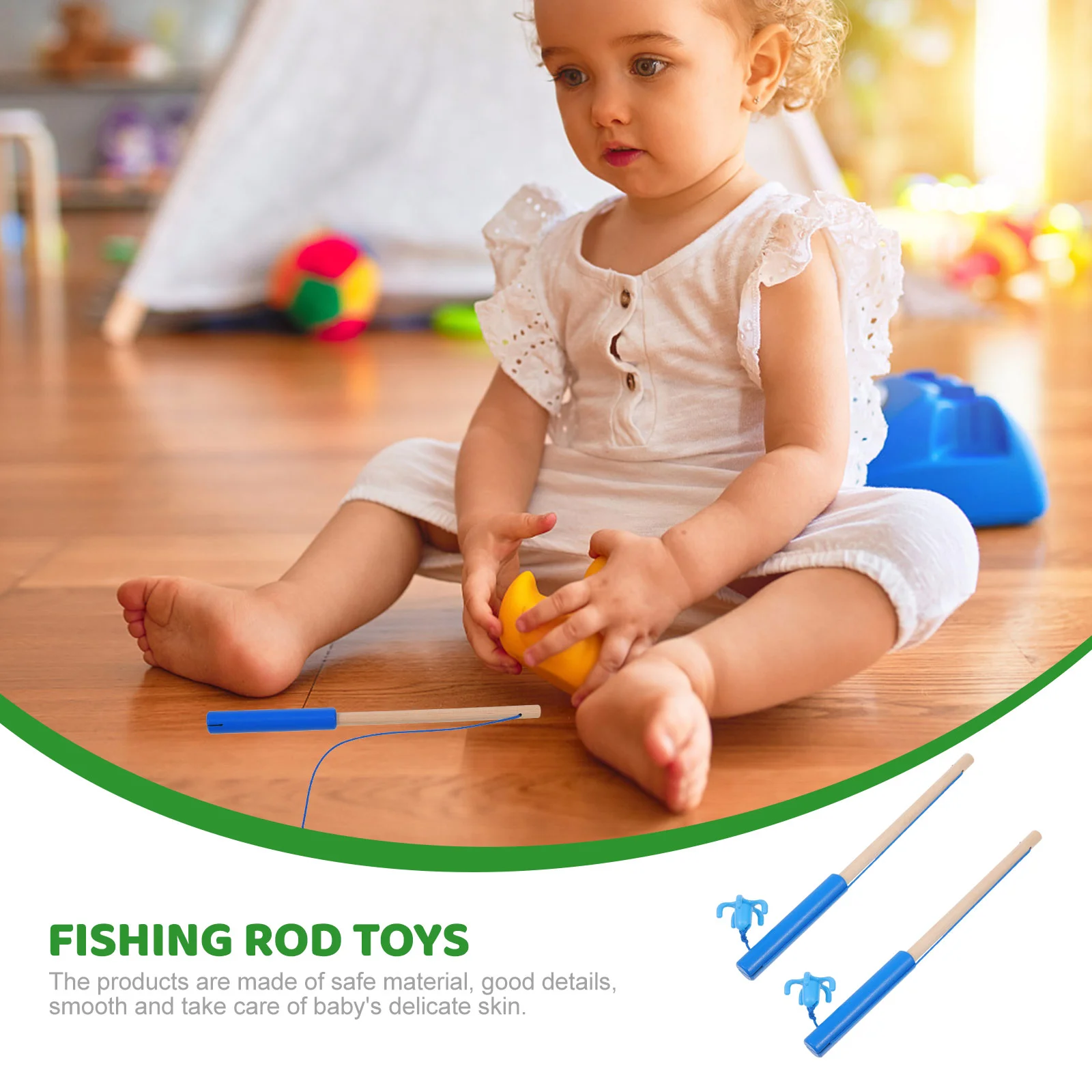 2 Pcs Children Fishing Pole Brain Toy Fishing Bath Toys Puzzle