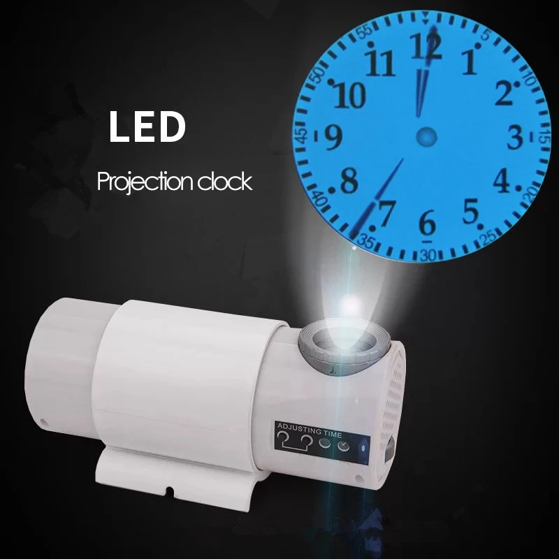 디지털 LED 프로젝션 책상 시계 자동 원격 제어 테이블 프로젝터 다이얼 벽시계 거실 매장, 흰색, 영국 플러그 XY