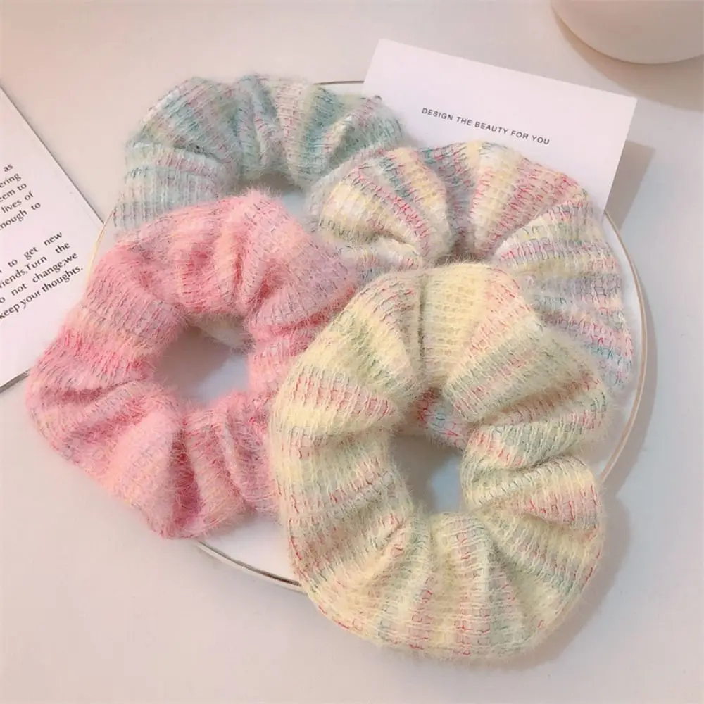 

Elastic Sweet Knitted Hair Rope Ponytail Holder Korean Style Winter Plush Scrunchies Rubber Band Hairbands Knitted Hair Hoop