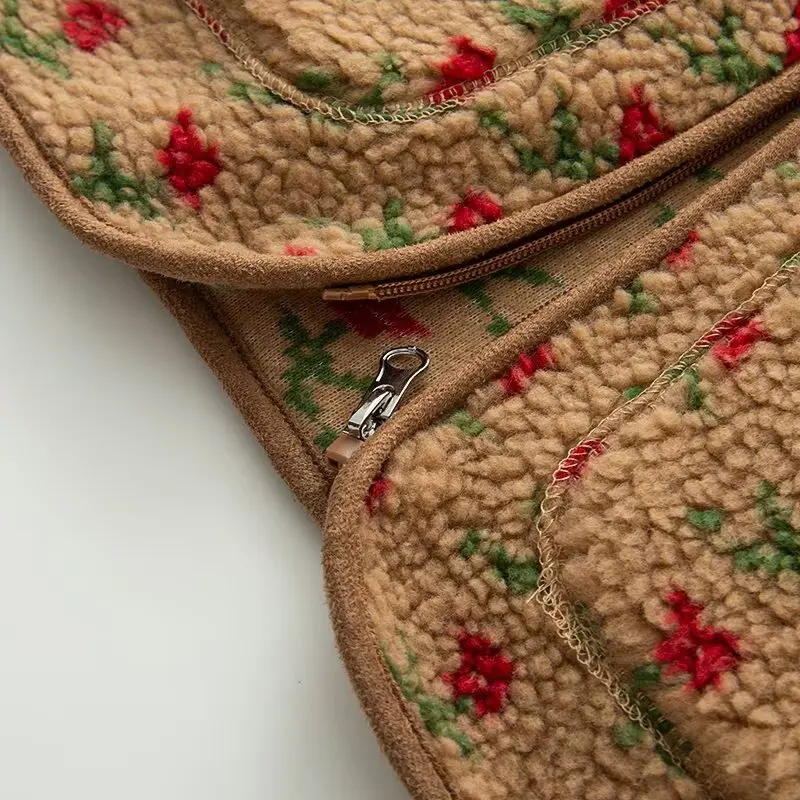 Fleece Jackets Women's Floral Coat Winter Long Sleeve Outwear 2025 Casual Loose Coat  Casual Loose y2k Jackets Woman Coat Tops