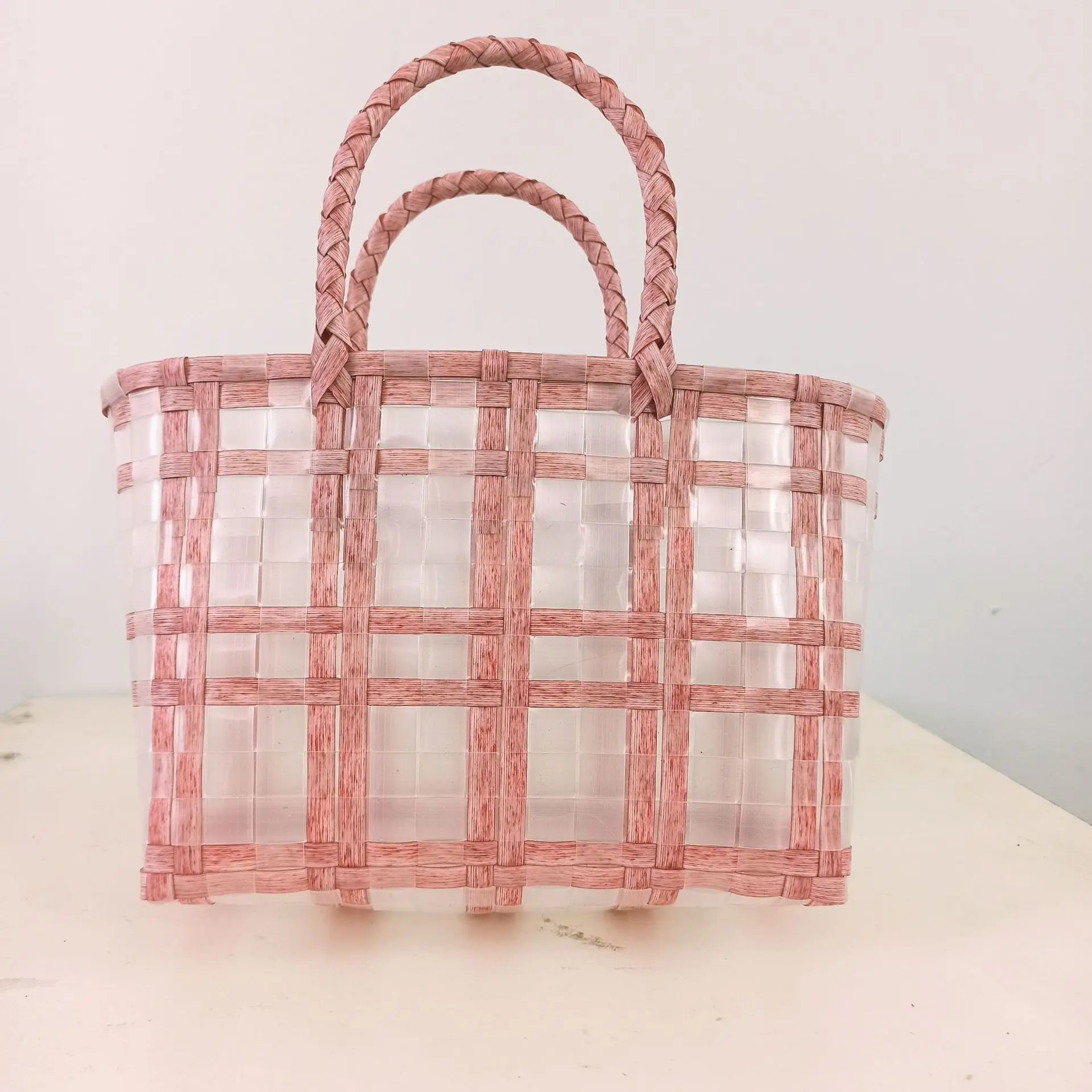 2022 New Fashion Transparent Plastic Woven Bag Handheld