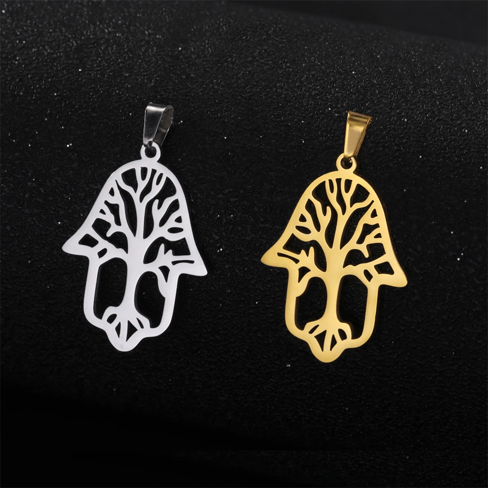 

5pcs/Lot Hollowed Tree Of Life Pendants Stainless Steel Women Keychain Necklace Charms For Jewelry Making Diy Charm Accessories