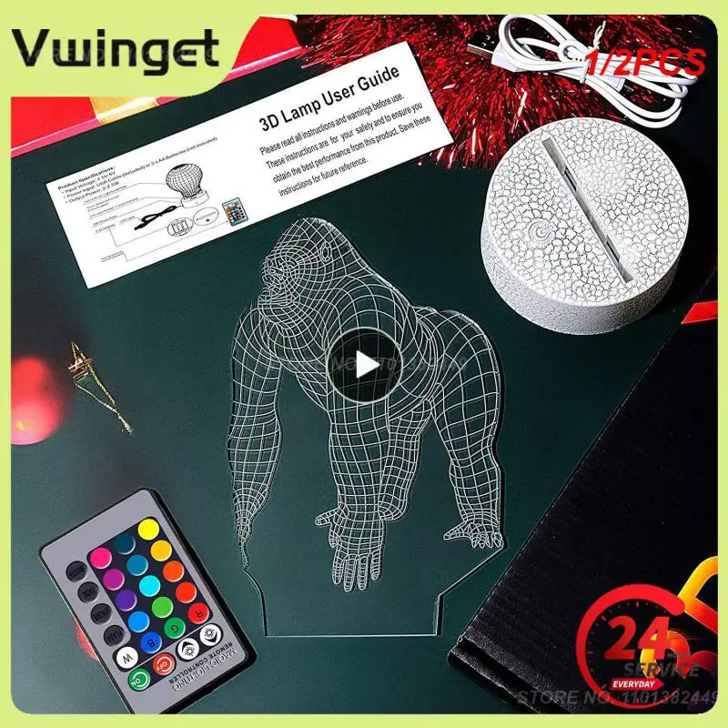 

Акриловая 3D лампа для детской комнаты, 1/2 шт., украшение для детской спальни, ночник с изменением 7 цветов, детский подарок