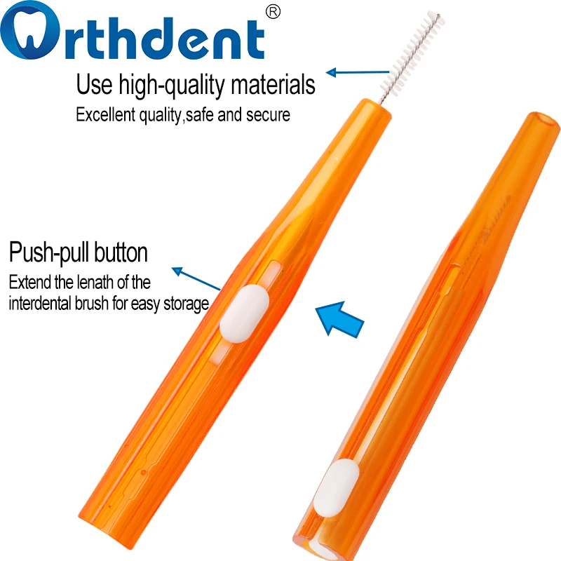 10 개/가방 치간 브러쉬 치과 휴대용 치아 사이 브러쉬 0.6-1.0mm 교정기 청소 치과 의사 구강 위생 관리 도구