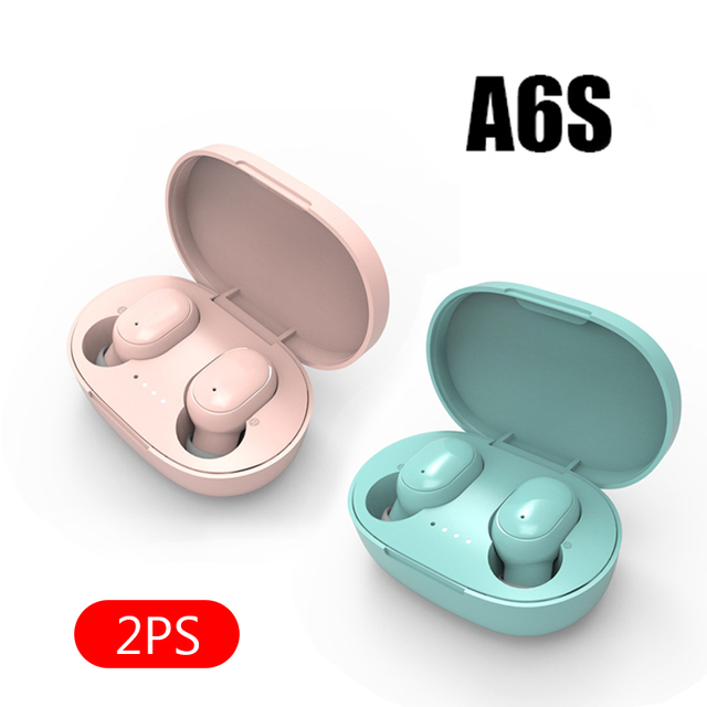 A6S Smart Digital Display Bluetooth Headset Wireless Mini HIFI Headset Stereo in-Ear Sports Earphone with Mic & Charging Box