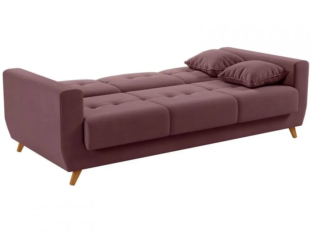 Sofá-cama Casal 3 Lugares com Baú Reclinável Veludo Matrix Pâmela 4