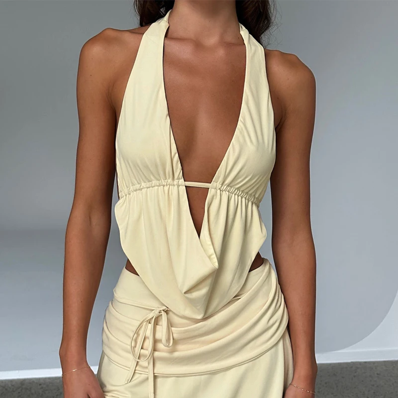 Spring summer Europe and the United States cross-border women's halter strap sexy halter sleeveless vest slim top