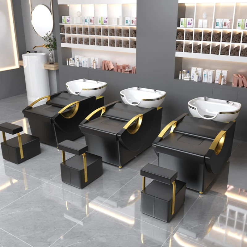 High End Recliner Shampoo Chairs Dedicated Hairdressing Hair Salon Barber Shop Shampoo Chairs Cadeira Salon Furniture QF50SC head therapy shampoo chair water circulation fumigation hair saloon dedicated massage integrated push pull facial bed