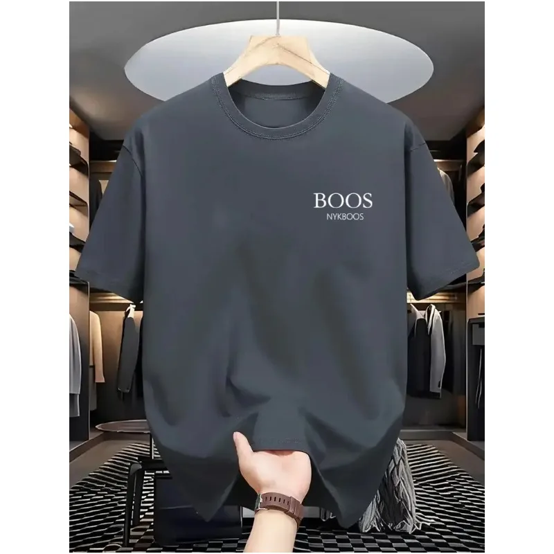 Чоловіча м’яка бавовняна футболка з круглим вирізом нового стилю Boos 2026, зручна та повсякденна, підходить для всіх сезонів