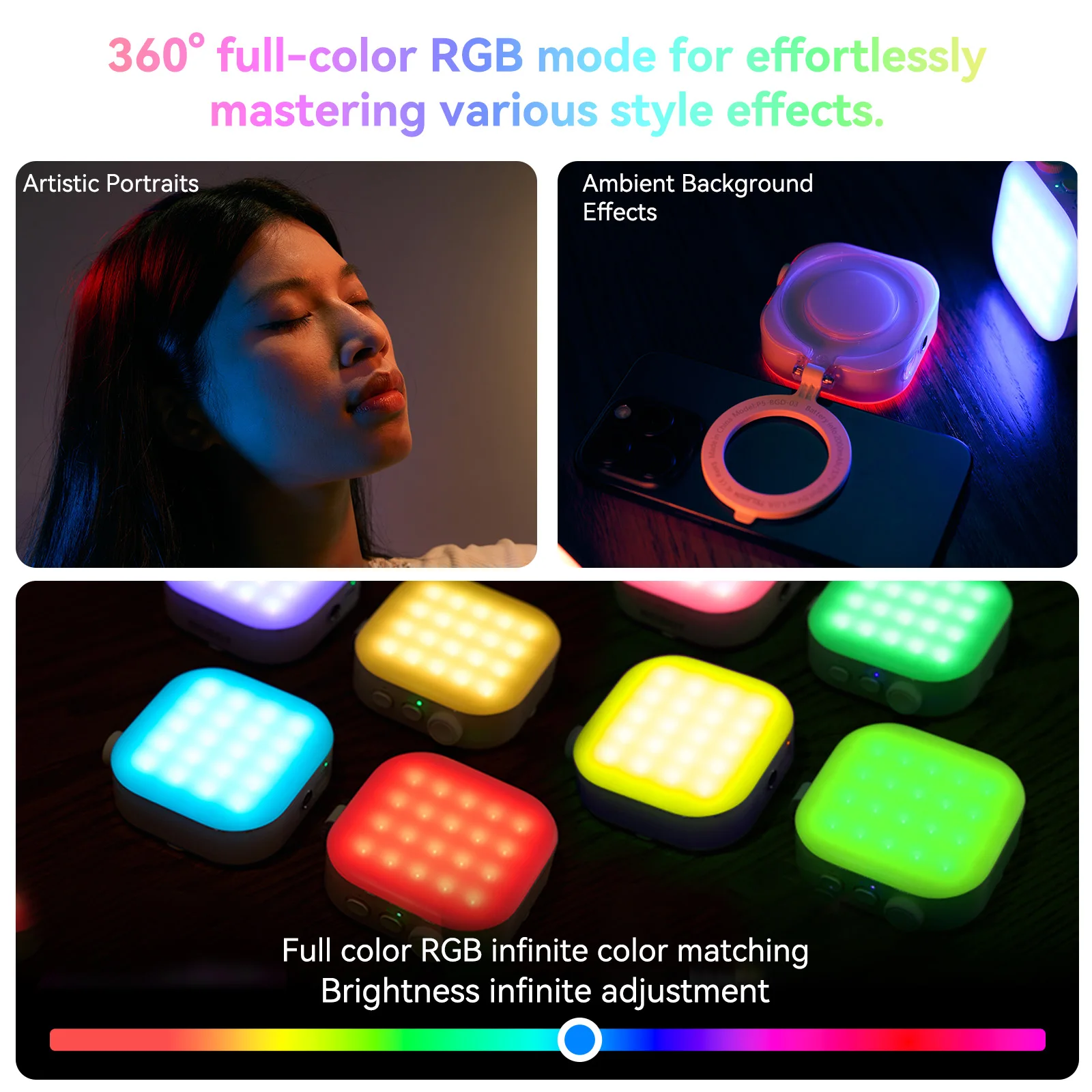 Telesin Magnetic 60-LED Colorful Selfie and Photography Ringlight