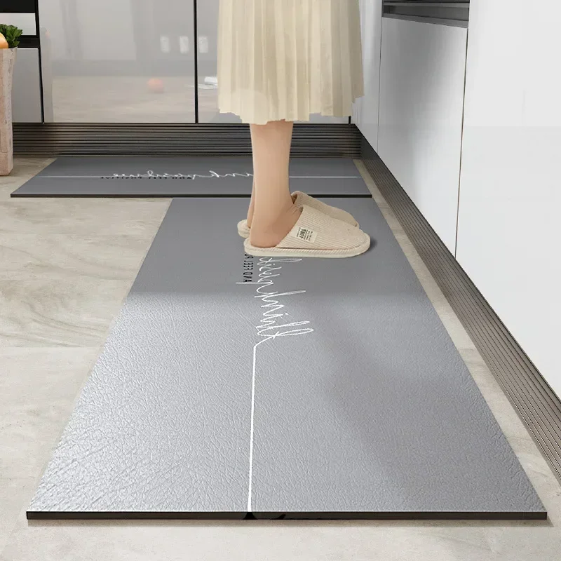 

PU Leather Kitchen Floor Mat Waterproof Oil-proof Foot Mat Household Erasable Wash Free Dirt-resistant Non-slip Long Carpet