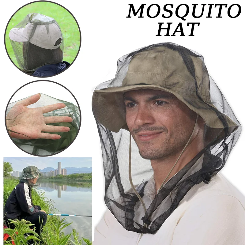Anti Mosquito Fishing Cap 1pc Breathable Adjustable Mesh Fishing Hat Net for Men and Women Outdoor Traveling Fishing Camping